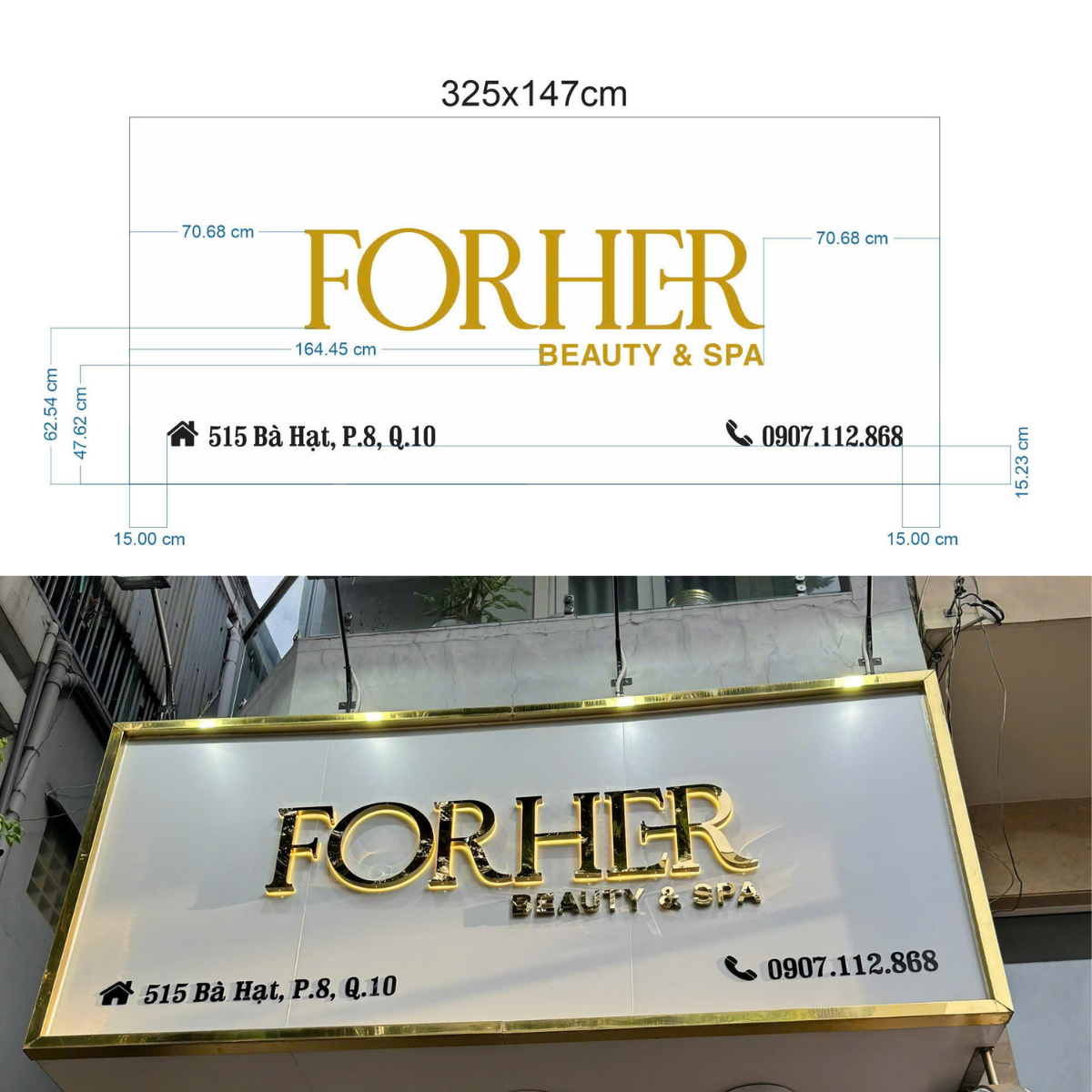 Thi Công Bảng Hiệu Quảng Cáo Chữ Nổi Inox Vàng Gương Đẹp