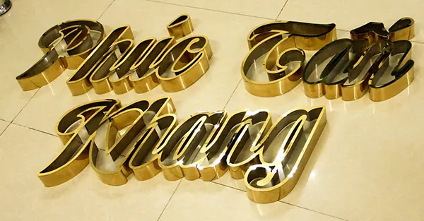 Gia Công Chữ Inox Vàng Gương Cao Cấp, Sáng Bóng